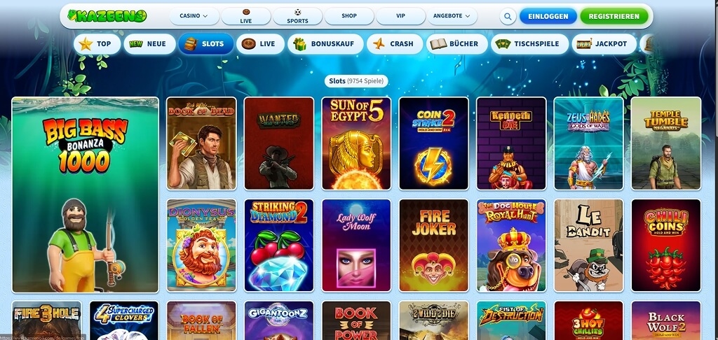 Stöbern in der Kazeeno-Spielelobby